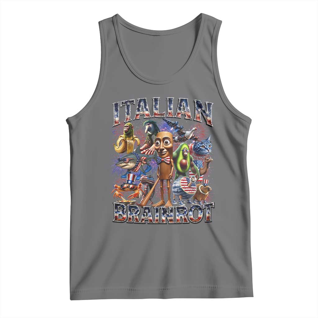 Funny Italian Brainrot Meme 4th of July Tank Top TS14 Black Heather Print Your Wear