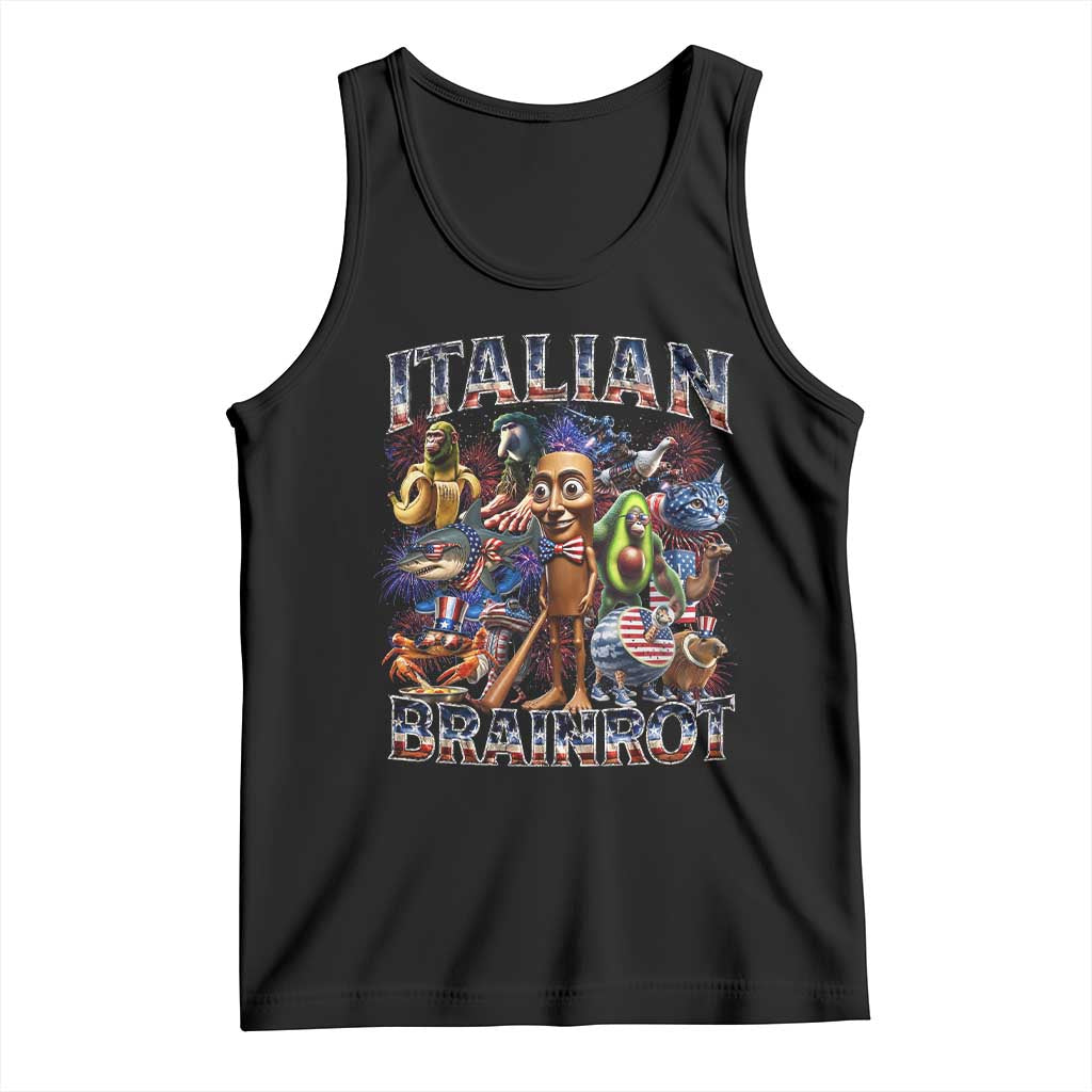 Funny Italian Brainrot Meme 4th of July Tank Top TS14 Black Print Your Wear