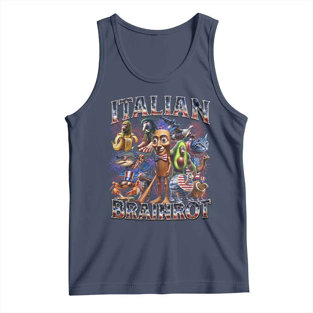 Funny Italian Brainrot Meme 4th of July Tank Top TS14 Navy Print Your Wear