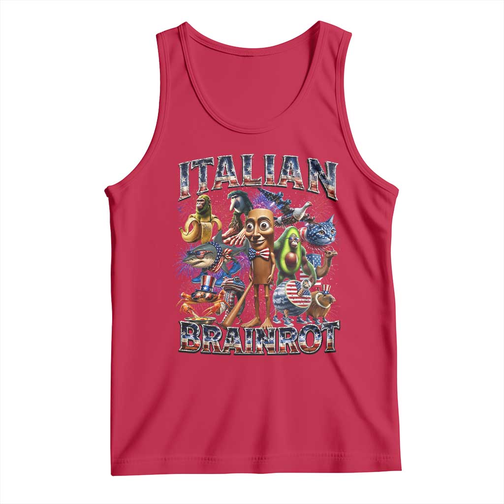 Funny Italian Brainrot Meme 4th of July Tank Top TS14 Red Print Your Wear