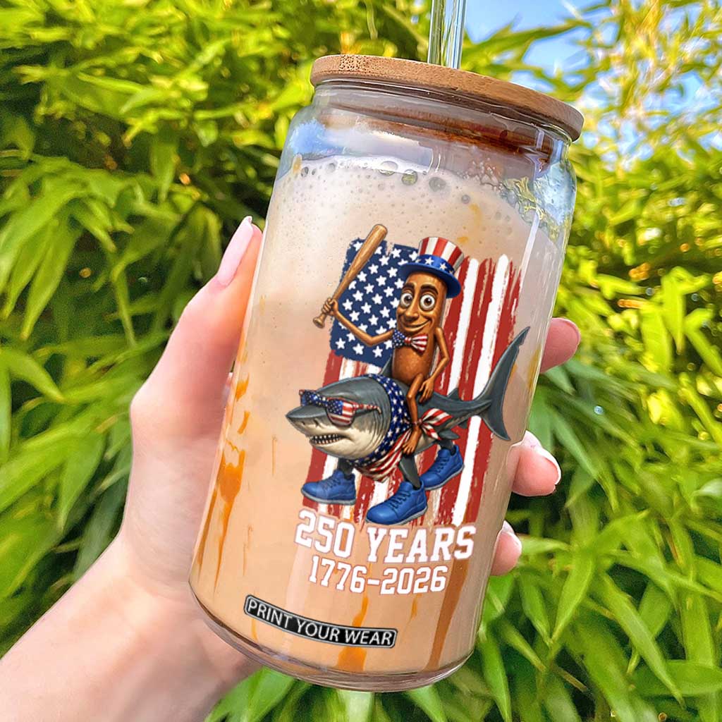 250th America Anniversary Glass Can Funny Tung Tung Tung Sahur Tralalero Tralala 4th of July TS14 Black Print Your Wear