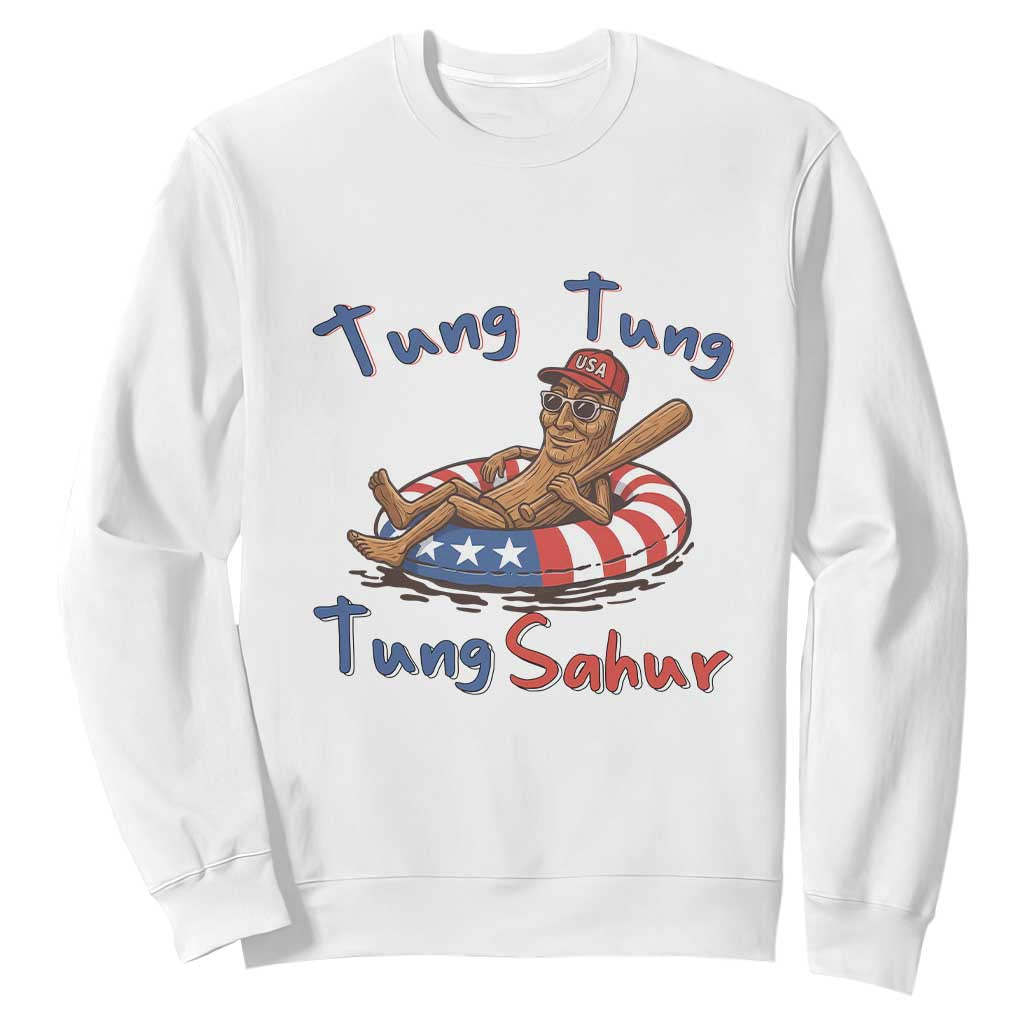 Tung Tung Tung Sahur Italian Brainrot 4th of July Sweatshirt TS14 White Print Your Wear