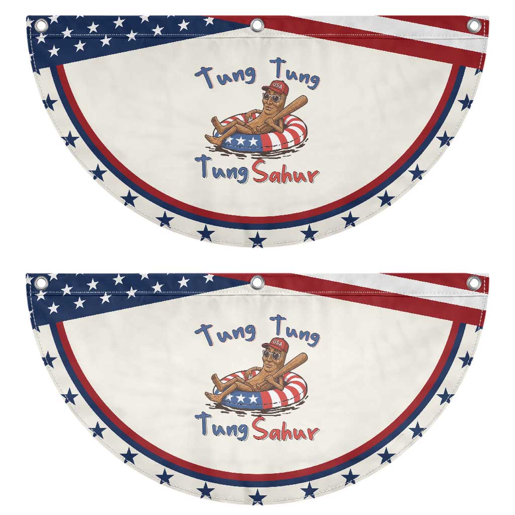 Tung Tung Tung Sahur Italian Brainrot 4th of July Patriotic Fan Flag TS14 2pcs pack Classic Beige Print Your Wear