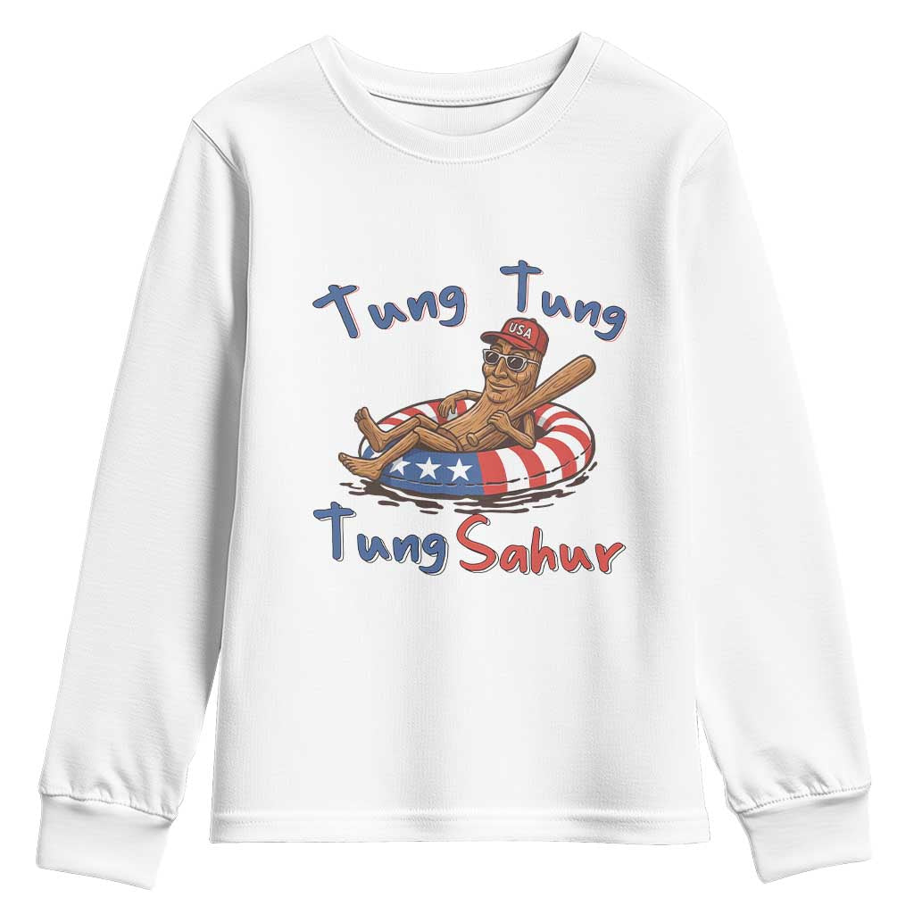 Tung Tung Tung Sahur Italian Brainrot 4th of July Youth Sweatshirt TS14 White Print Your Wear