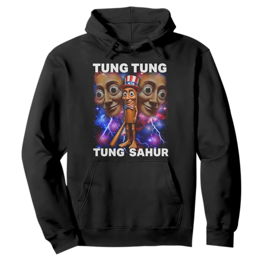Tung Tung Sahur Italian Brainrot 4th Of July Meme Hoodie TS14 Black Print Your Wear
