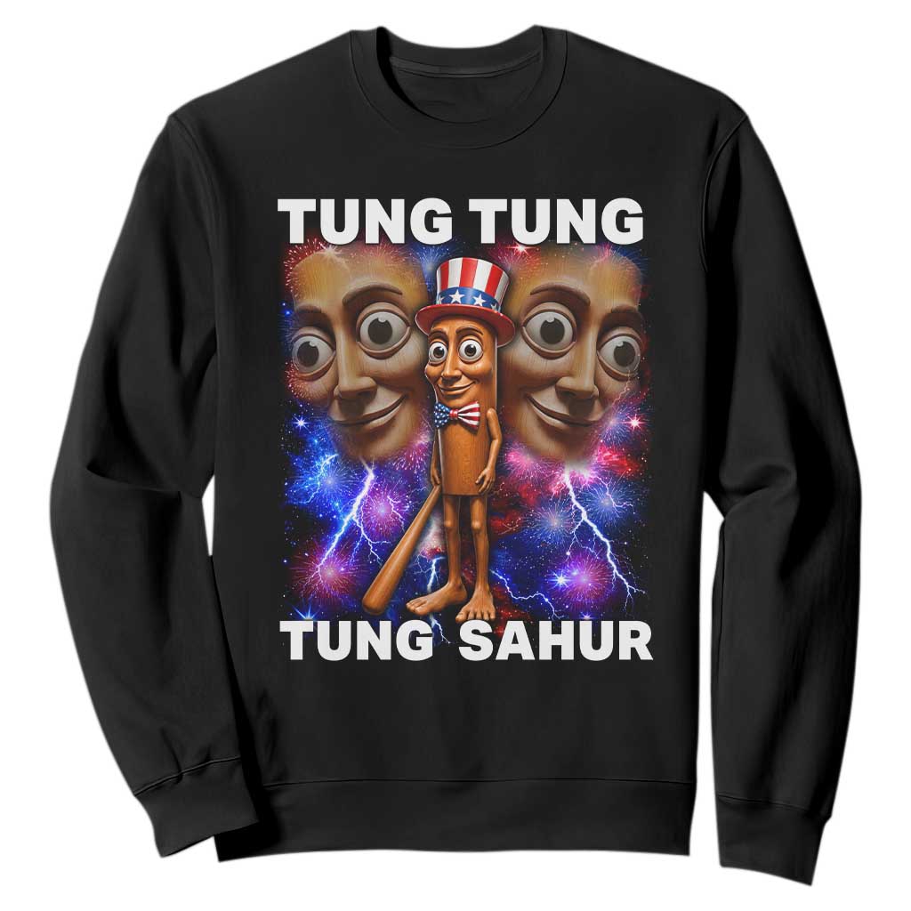 Tung Tung Sahur Italian Brainrot 4th Of July Meme Sweatshirt TS14 Black Print Your Wear
