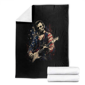 Abraham Lincoln Playing Guitar 4th of July Throw Blanket TS14 Black Print Your Wear