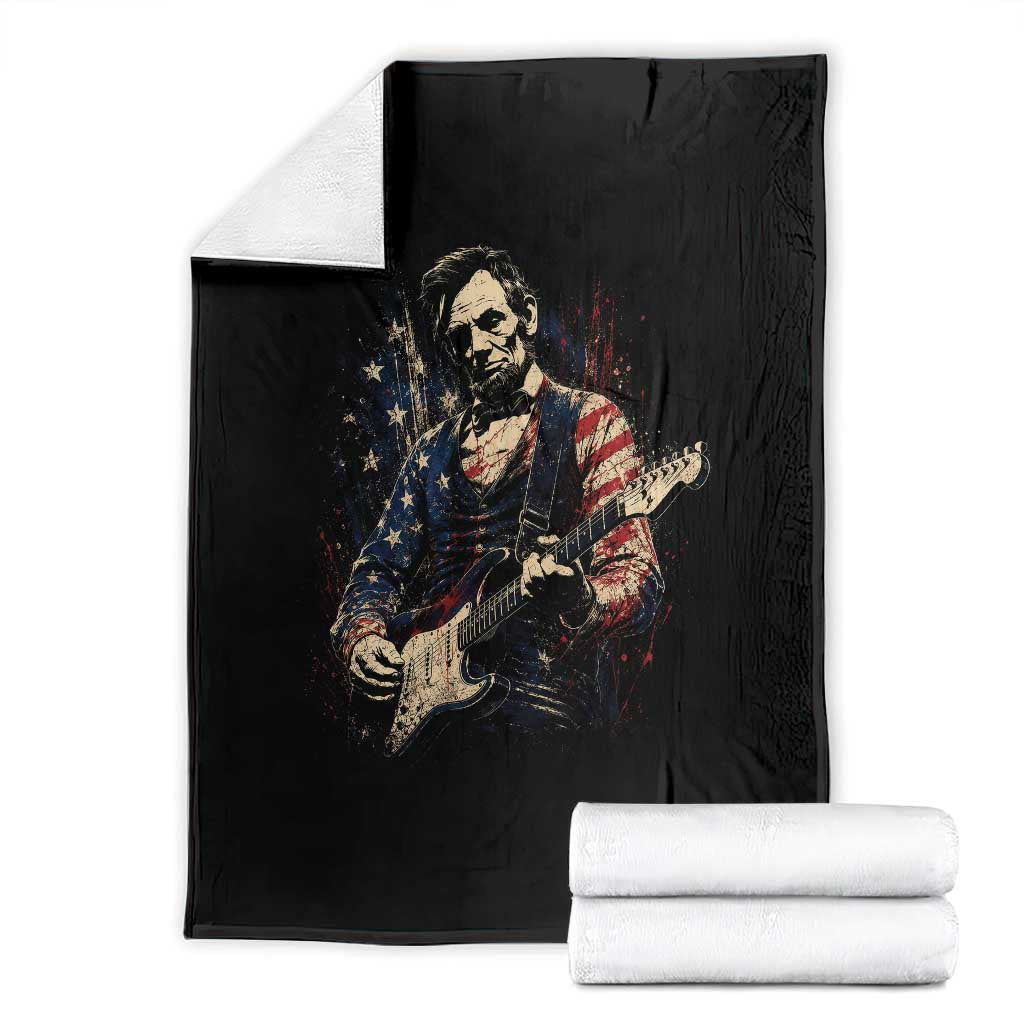 Abraham Lincoln Playing Guitar 4th of July Throw Blanket TS14 Black Print Your Wear