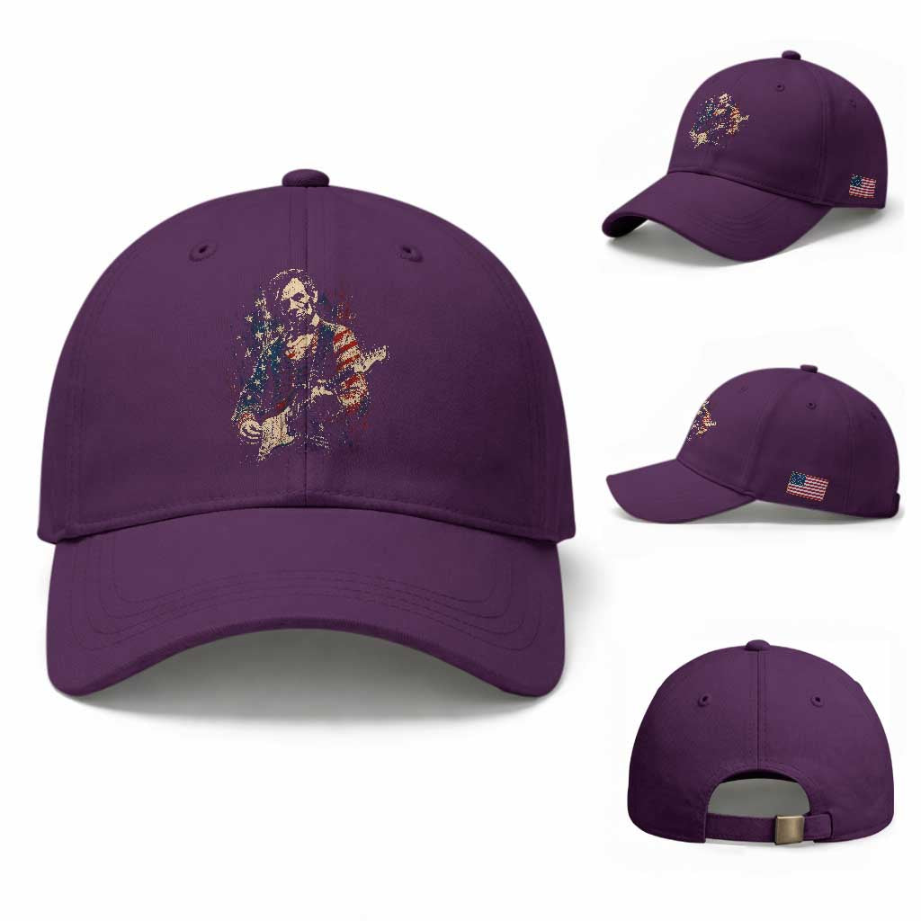 Abraham Lincoln Playing Guitar 4th of July Baseball Cap TS14 Baseball Cap Universal Fit Purple Print Your Wear