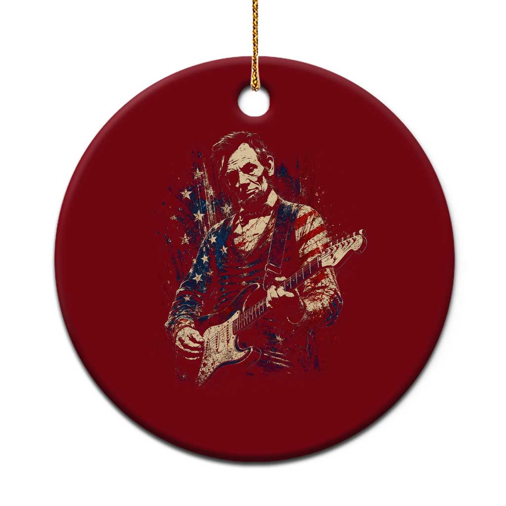 Abraham Lincoln Playing Guitar 4th of July Ceramic Ornament TS14 1pc Red Print Your Wear
