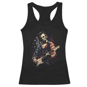 Abraham Lincoln Playing Guitar 4th of July Racerback Tank Top TS14 Black Print Your Wear