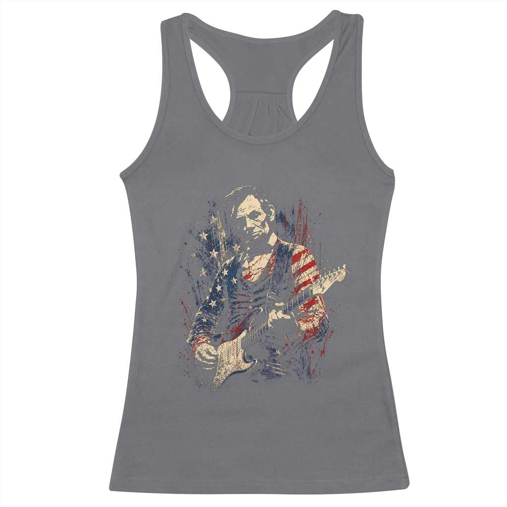 Abraham Lincoln Playing Guitar 4th of July Racerback Tank Top TS14 Charcoal Print Your Wear