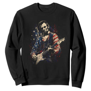 Abraham Lincoln Playing Guitar 4th of July Sweatshirt TS14 Black Print Your Wear