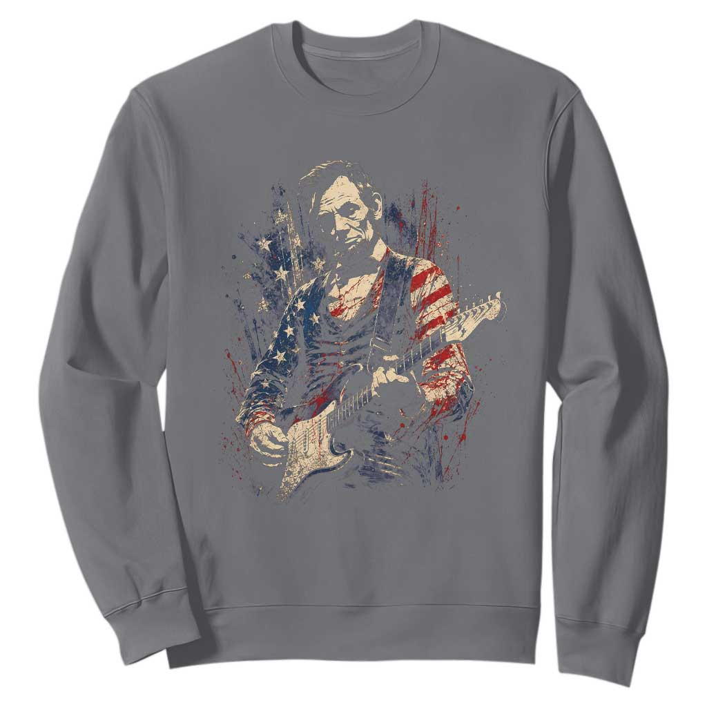 Abraham Lincoln Playing Guitar 4th of July Sweatshirt TS14 Charcoal Print Your Wear
