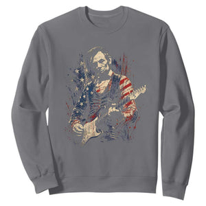 Abraham Lincoln Playing Guitar 4th of July Sweatshirt TS14 Charcoal Print Your Wear