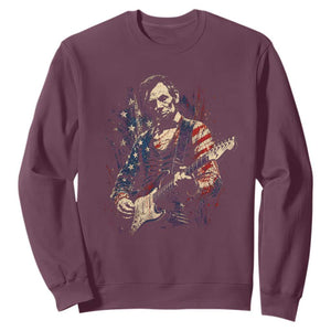 Abraham Lincoln Playing Guitar 4th of July Sweatshirt TS14 Maroon Print Your Wear