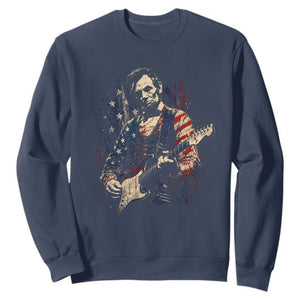 Abraham Lincoln Playing Guitar 4th of July Sweatshirt TS14 Navy Print Your Wear