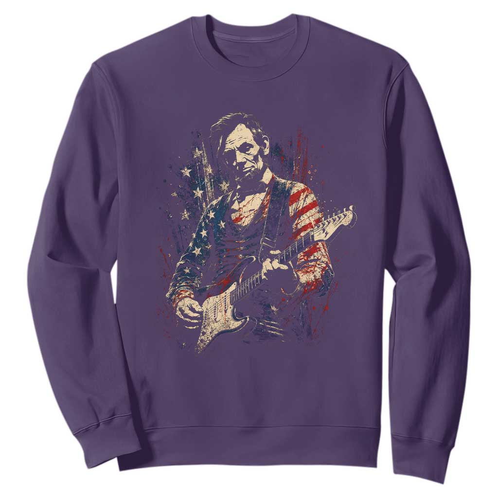 Abraham Lincoln Playing Guitar 4th of July Sweatshirt TS14 Purple Print Your Wear