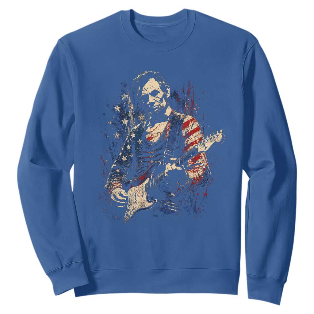 Abraham Lincoln Playing Guitar 4th of July Sweatshirt TS14 Royal Blue Print Your Wear