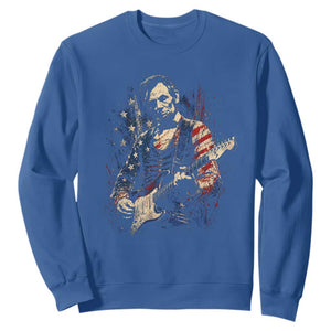 Abraham Lincoln Playing Guitar 4th of July Sweatshirt TS14 Royal Blue Print Your Wear