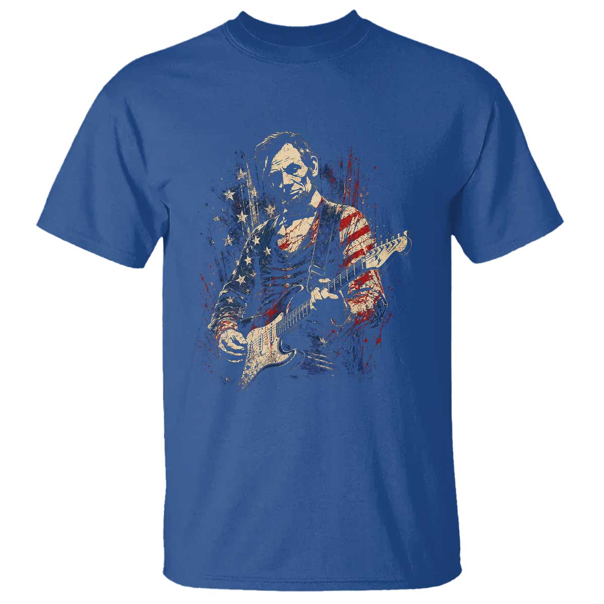 Abraham Lincoln Playing Guitar 4th of July T Shirt TS14 Royal Blue Print Your Wear