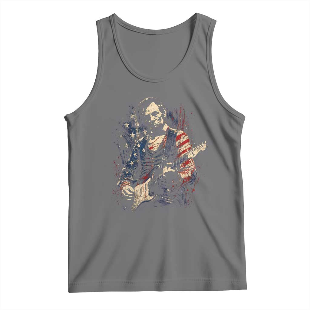Abraham Lincoln Playing Guitar 4th of July Tank Top TS14 Black Heather Print Your Wear