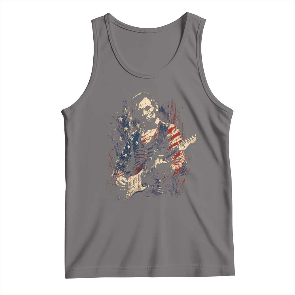 Abraham Lincoln Playing Guitar 4th of July Tank Top TS14 Deep Heather Print Your Wear