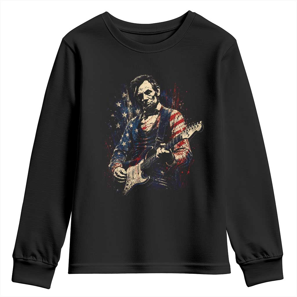 Abraham Lincoln Playing Guitar 4th of July Youth Sweatshirt TS14 Black Print Your Wear