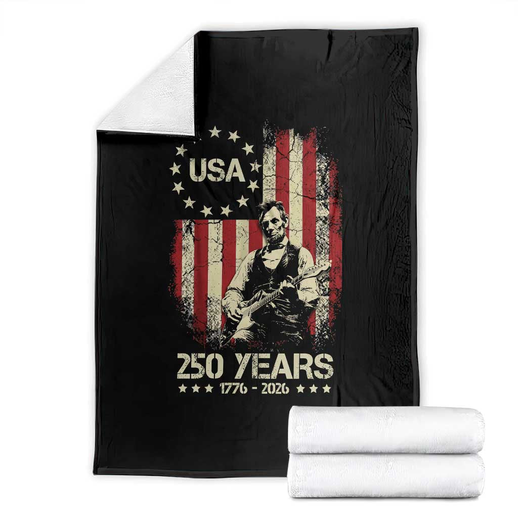 America's 250th Abraham Lincoln Playing Guitar Throw Blanket TS14 Black Print Your Wear
