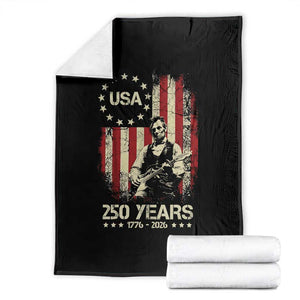 America's 250th Abraham Lincoln Playing Guitar Throw Blanket TS14 Black Print Your Wear