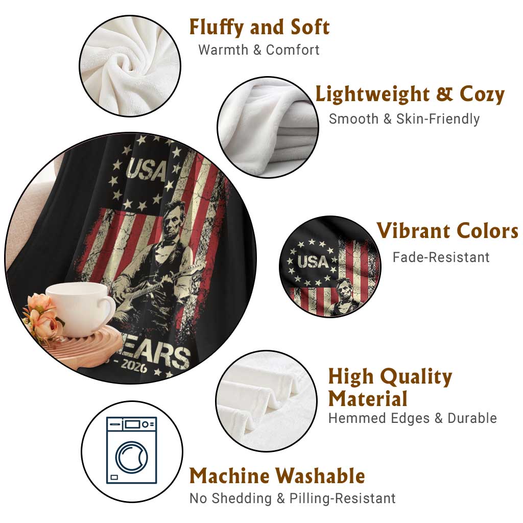 America's 250th Abraham Lincoln Playing Guitar Throw Blanket TS14 Print Your Wear