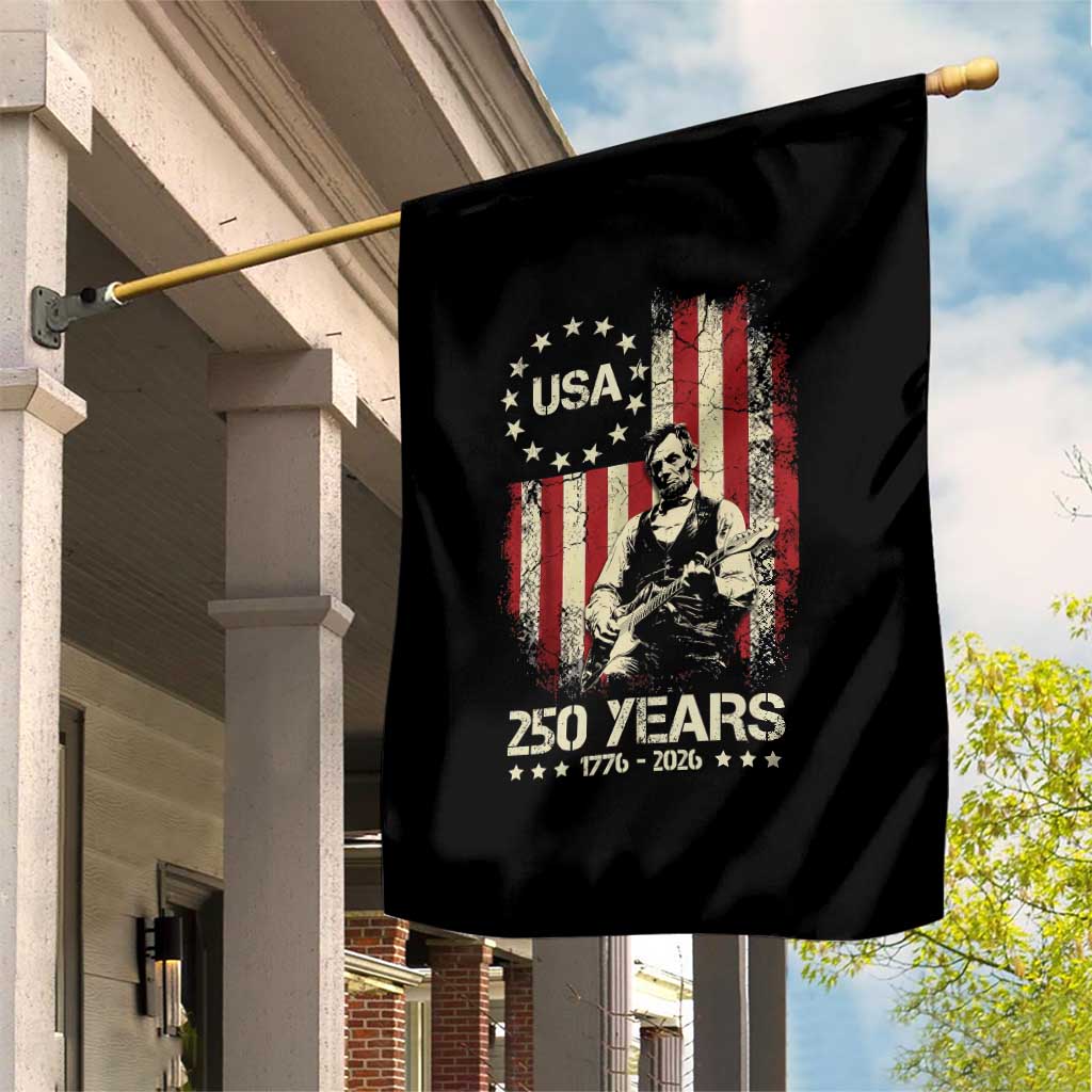 America's 250th Abraham Lincoln Playing Guitar Garden Flag TS14 Print Your Wear
