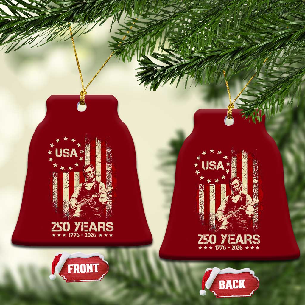 America's 250th Abraham Lincoln Playing Guitar Ceramic Ornament TS14 Print Your Wear