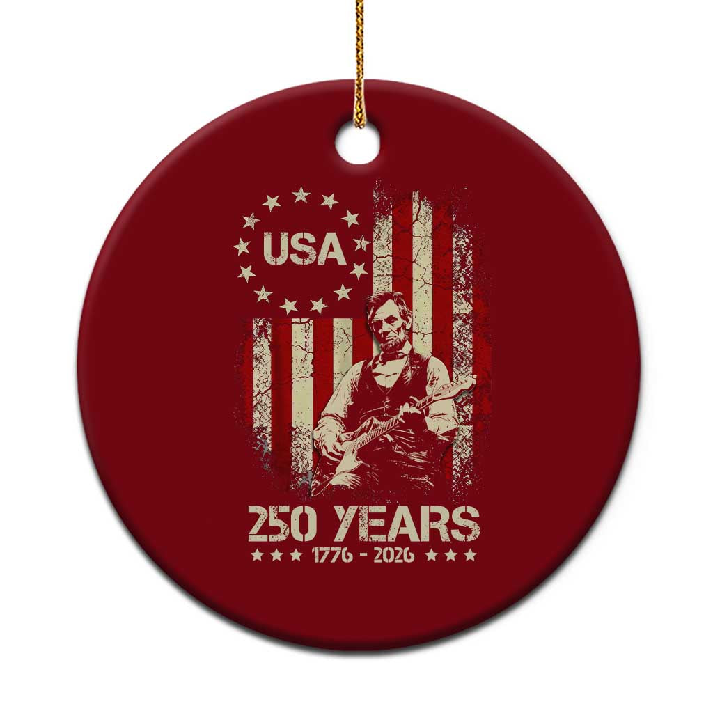 America's 250th Abraham Lincoln Playing Guitar Ceramic Ornament TS14 1pc Red Print Your Wear
