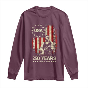 America's 250th Abraham Lincoln Playing Guitar Long Sleeve Shirt TS14 Maroon Print Your Wear