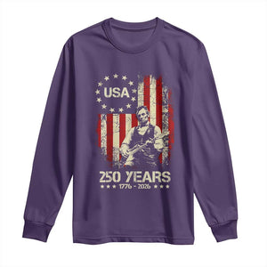 America's 250th Abraham Lincoln Playing Guitar Long Sleeve Shirt TS14 Purple Print Your Wear
