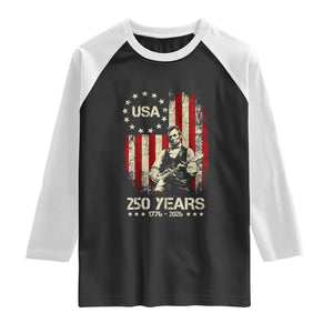 America's 250th Abraham Lincoln Playing Guitar Raglan Shirt TS14 Black White Print Your Wear