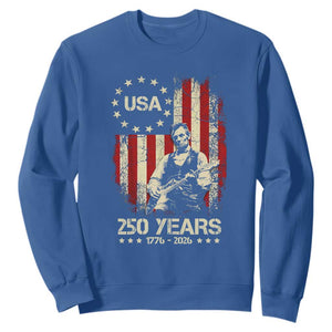 America's 250th Abraham Lincoln Playing Guitar Sweatshirt TS14 Royal Blue Print Your Wear