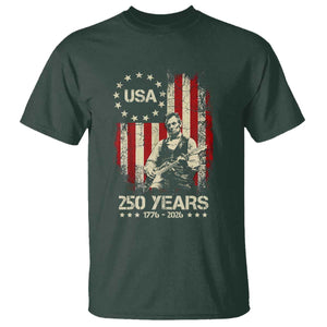 America's 250th Abraham Lincoln Playing Guitar T Shirt TS14 Dark Forest Green Print Your Wear