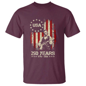 America's 250th Abraham Lincoln Playing Guitar T Shirt TS14 Maroon Print Your Wear