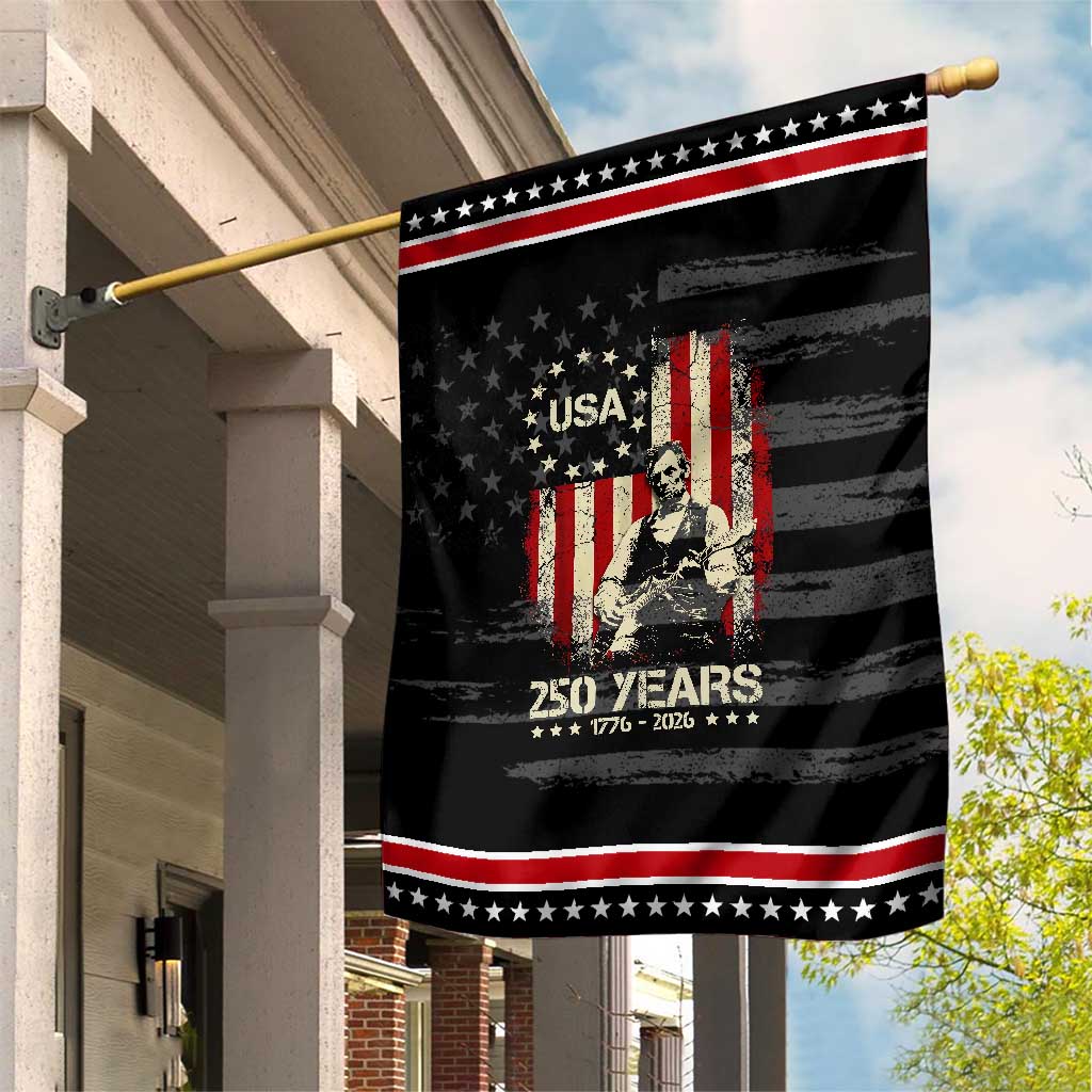 America's 250th Abraham Lincoln Playing Guitar Patriotic Garden Flag TS14 Distressed Black Red Print Your Wear