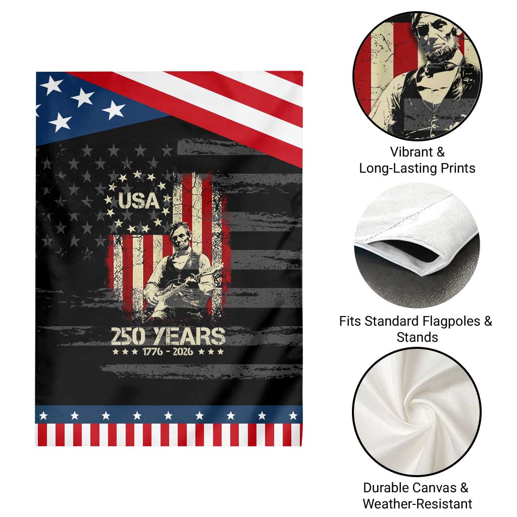 America's 250th Abraham Lincoln Playing Guitar Patriotic Garden Flag TS14 Print Your Wear