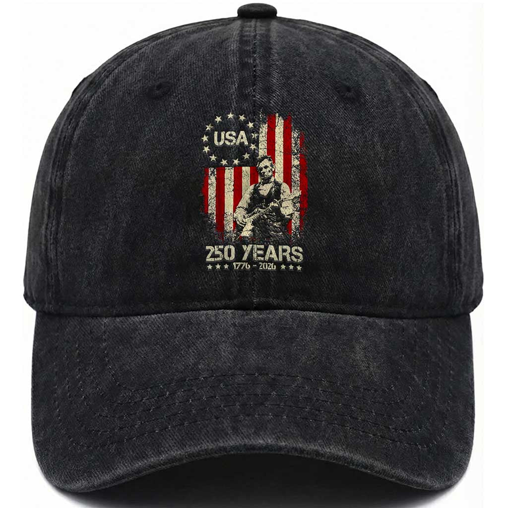 America's 250th Abraham Lincoln Playing Guitar Washed Cotton Baseball Cap TS14 Print Your Wear