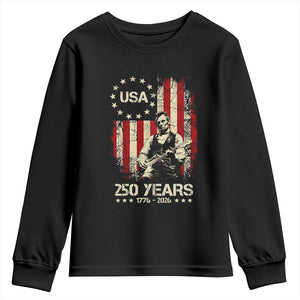 America's 250th Abraham Lincoln Playing Guitar Youth Sweatshirt TS14 Black Print Your Wear