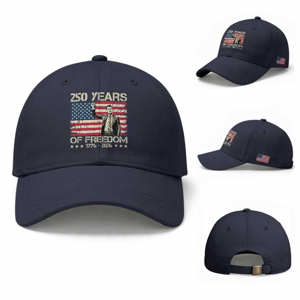America 250 Years Baseball Cap Charlie Kirk American Flag Freedom TS14 Baseball Cap Universal Fit Navy Print Your Wear