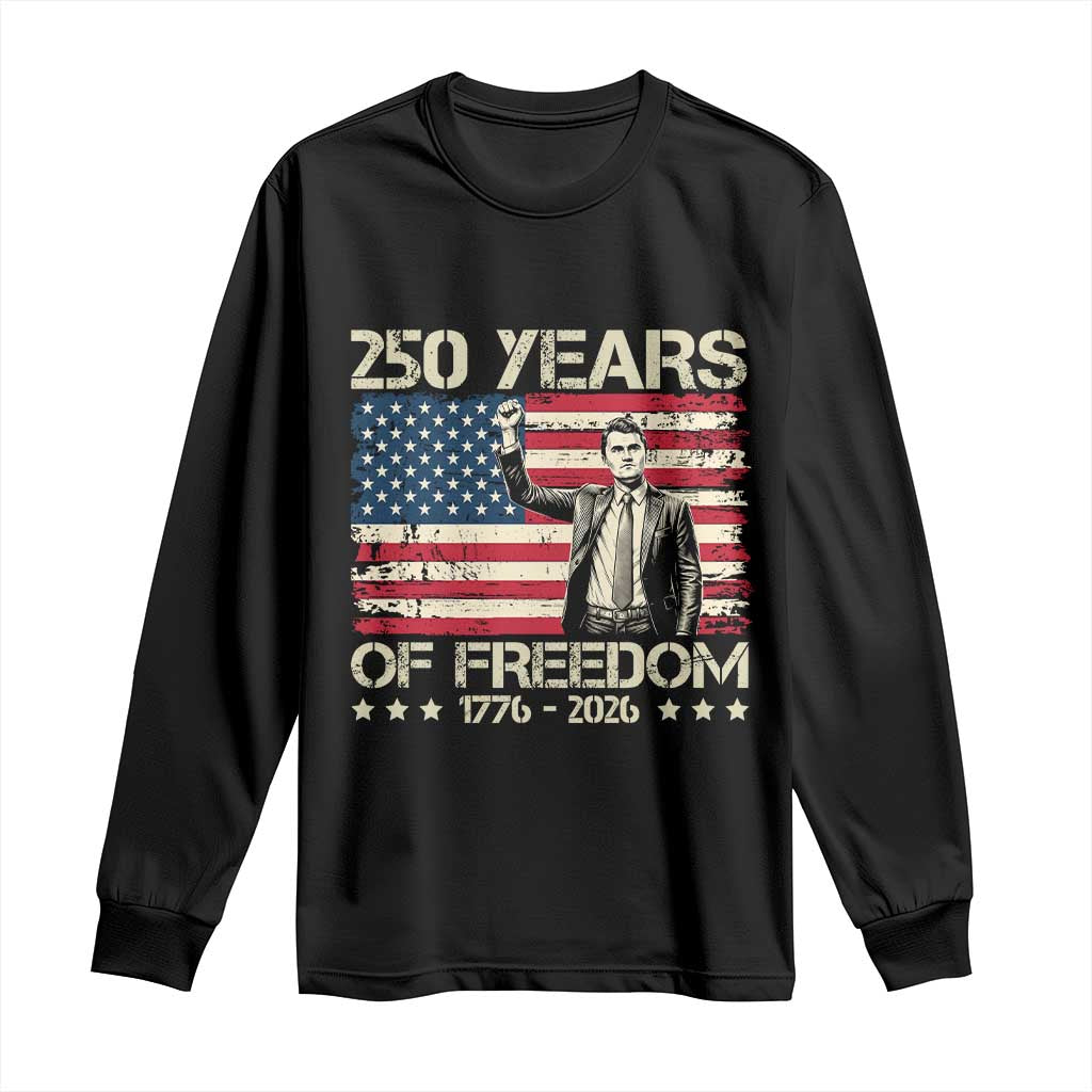 America 250 Years Long Sleeve Shirt Charlie Kirk American Flag Freedom TS14 Black Print Your Wear