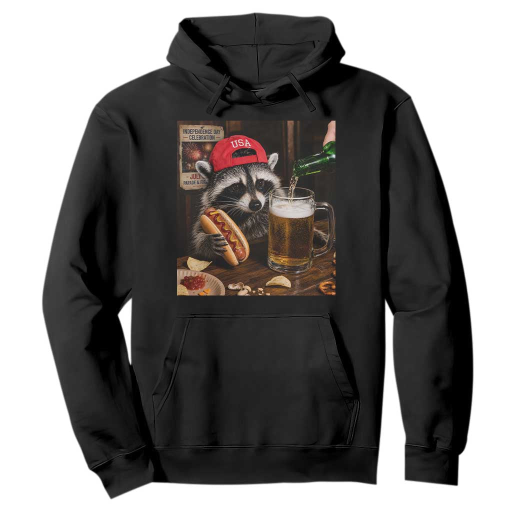 Patriotic USA Raccoon Drinking Beer Hoodie 4th of July Meme TS14 Black Print Your Wear