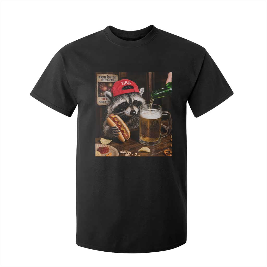 Patriotic USA Raccoon Drinking Beer T Shirt For Kid 4th of July Meme TS14 Black Print Your Wear
