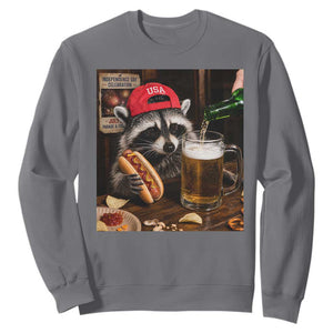 Patriotic USA Raccoon Drinking Beer Sweatshirt 4th of July Meme TS14 Charcoal Print Your Wear