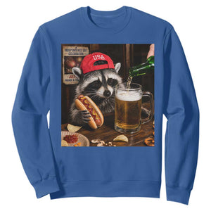 Patriotic USA Raccoon Drinking Beer Sweatshirt 4th of July Meme TS14 Royal Blue Print Your Wear